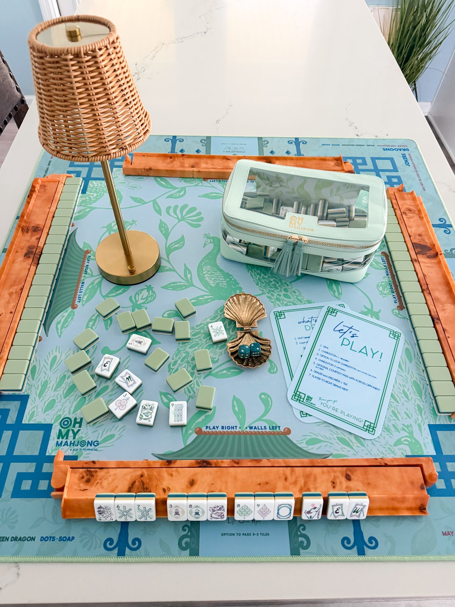 [The Pink Pineapple] Willow Isla Luxury Mahjong Tile Set Tablescape
