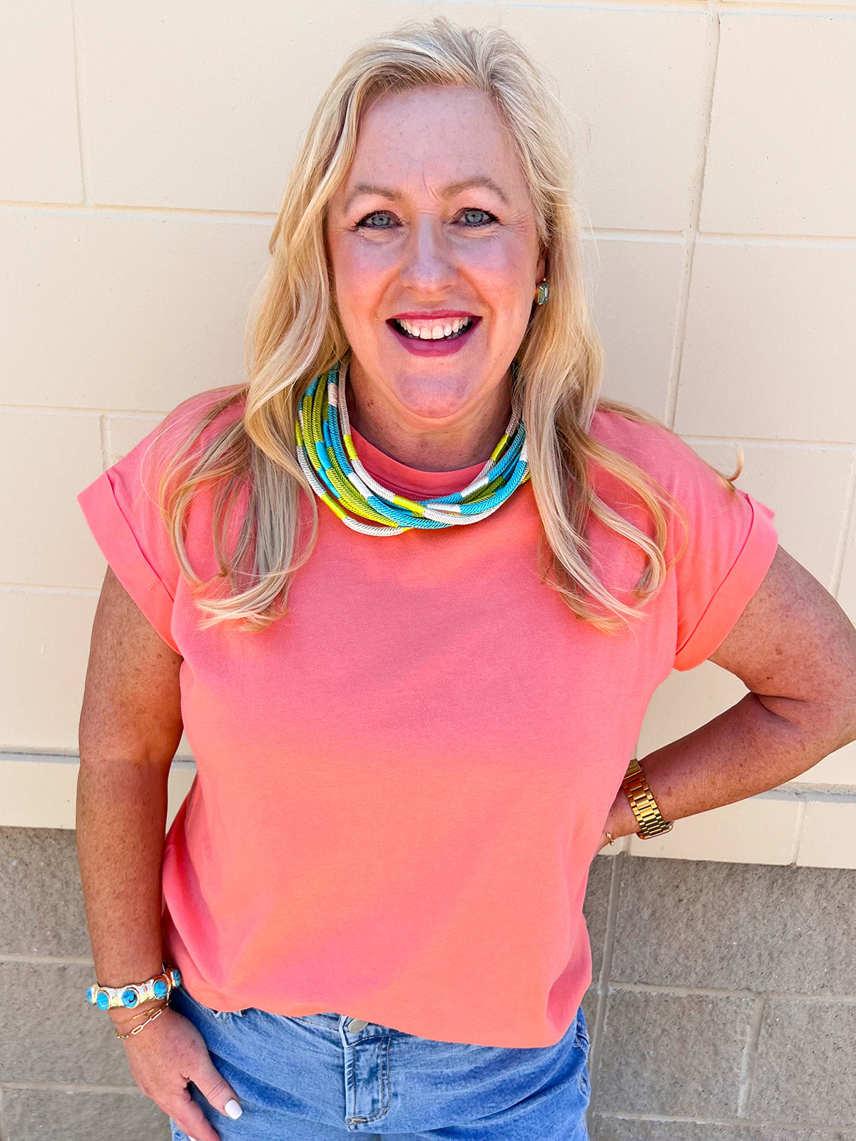Coral cap sleeve top