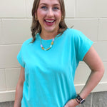 Mint cap sleeve top