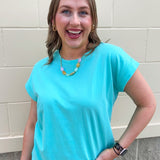 Mint cap sleeve top