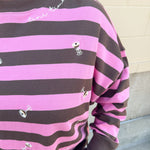 Tini Time Striped Relaxed Sweatshirt- The Pink Pineapple 850