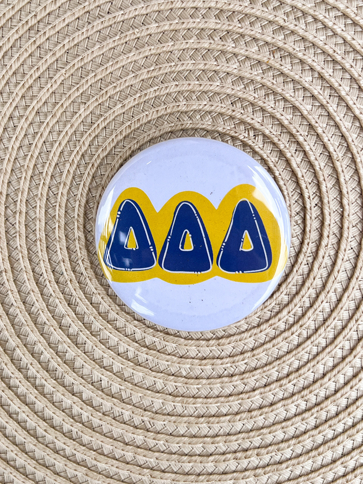 Tri Delta Blue Bubble Letters Button Pin- The Pink Pineapple 850