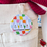 Tri Delta Rainbow Checkered Button Pin
