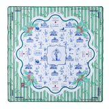 Twilight Waltz Mahjong Mat with dark green, deep blue, and holly design, neon green border