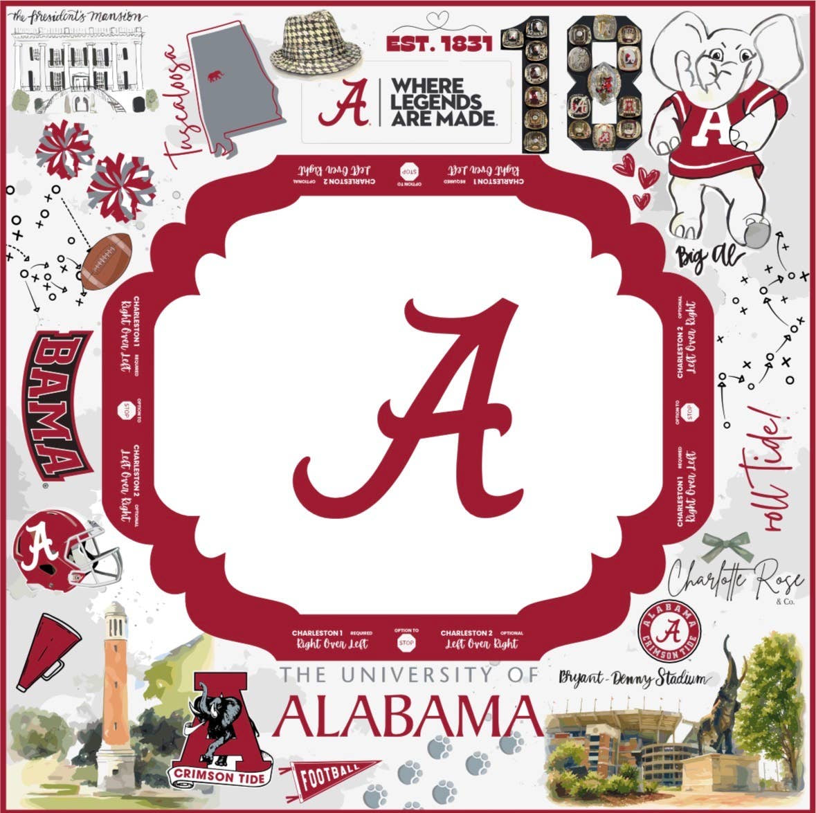 University of Alabama Licensed Mahjong Mat