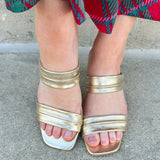 Victoria Leather Heels in Gold