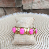 Vintage Charm Resin Stone Stretch Bracelet in Hot Pink - The Pink Pineapple 850