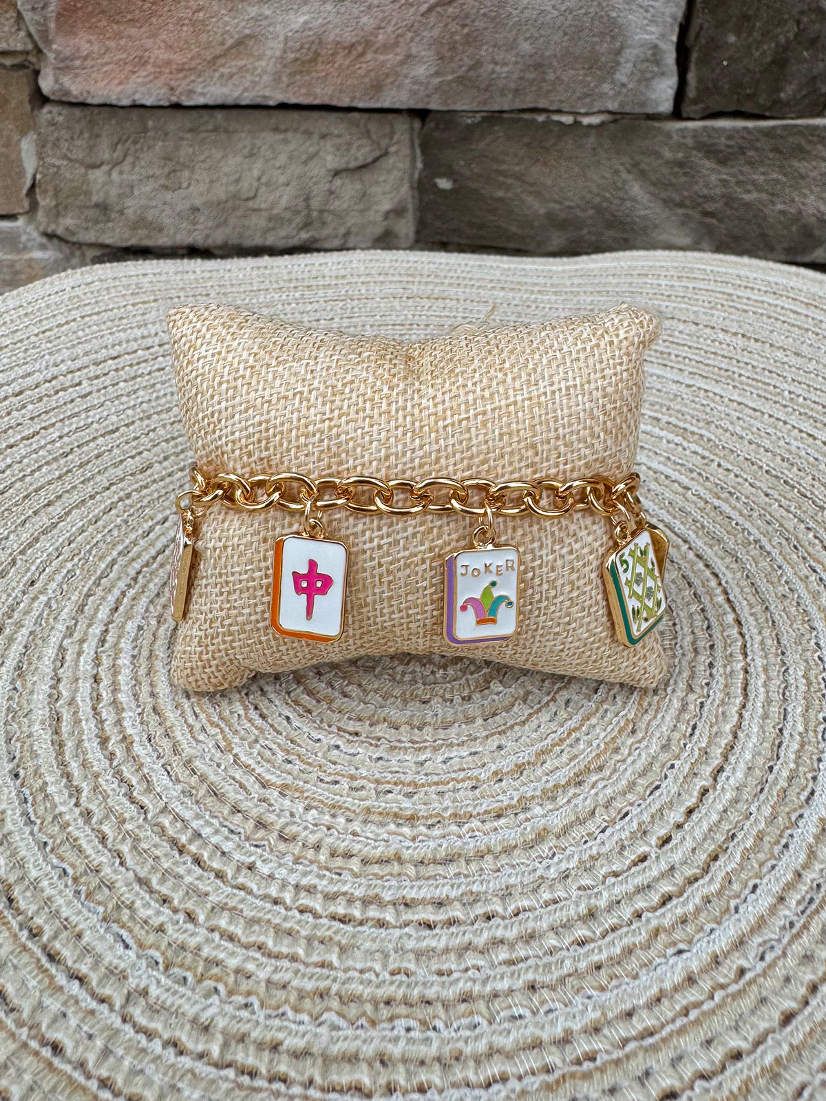 Wanna Mahj?! Enamel Charm Bracelet in Pastel Mutli - The Pink Pineapple 850
