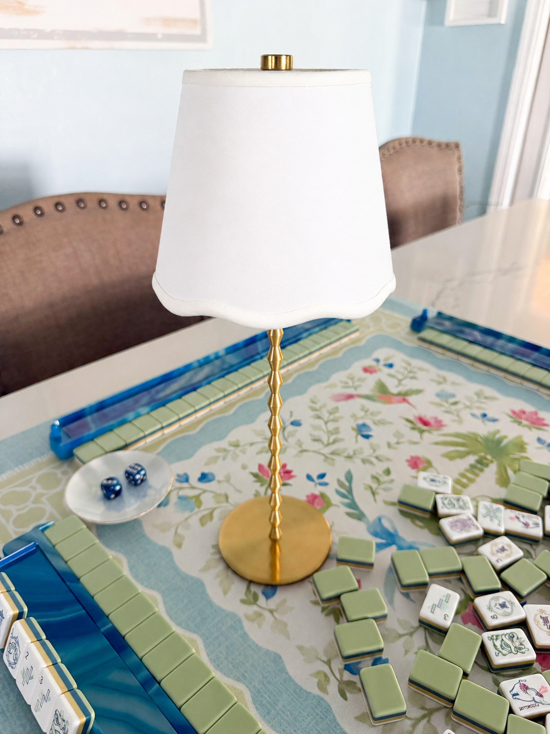 Waverly White Scalloped Rechargeable Table Lamp