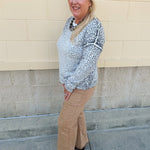 Wildly Pretty cream sweatshirt with allover cheetah print and cream neckline