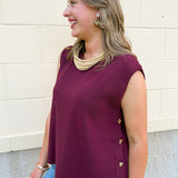 Wine Button Front Sweater Vest