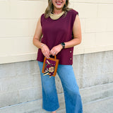 Wine Button Front Sweater Vest