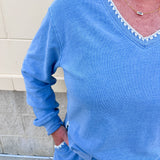 [Z Supply] Cam Knit Denim Whipstitch Top in Santorini Indigo