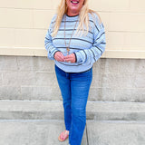 [Z Supply] Darby Stripe Pointelle Sweater in Skyline