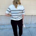 [Z Supply] Gatewood Stripe Sweater Tee in Light Oatmeal Heather