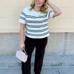 [Z Supply] Gatewood Stripe Sweater Tee in Light Oatmeal Heather