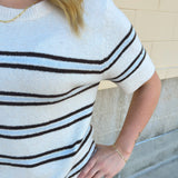 [Z Supply] Gatewood Stripe Sweater Tee in Light Oatmeal Heather
