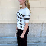 [Z Supply] Gatewood Stripe Sweater Tee in Light Oatmeal Heather