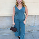 [Z Supply] Scout Jersey Crop Flare Pant in Emerald Cove