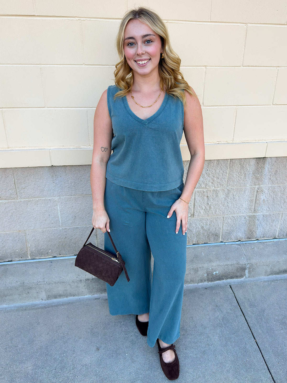 [Z Supply] Scout Jersey Crop Flare Pant in Emerald Cove