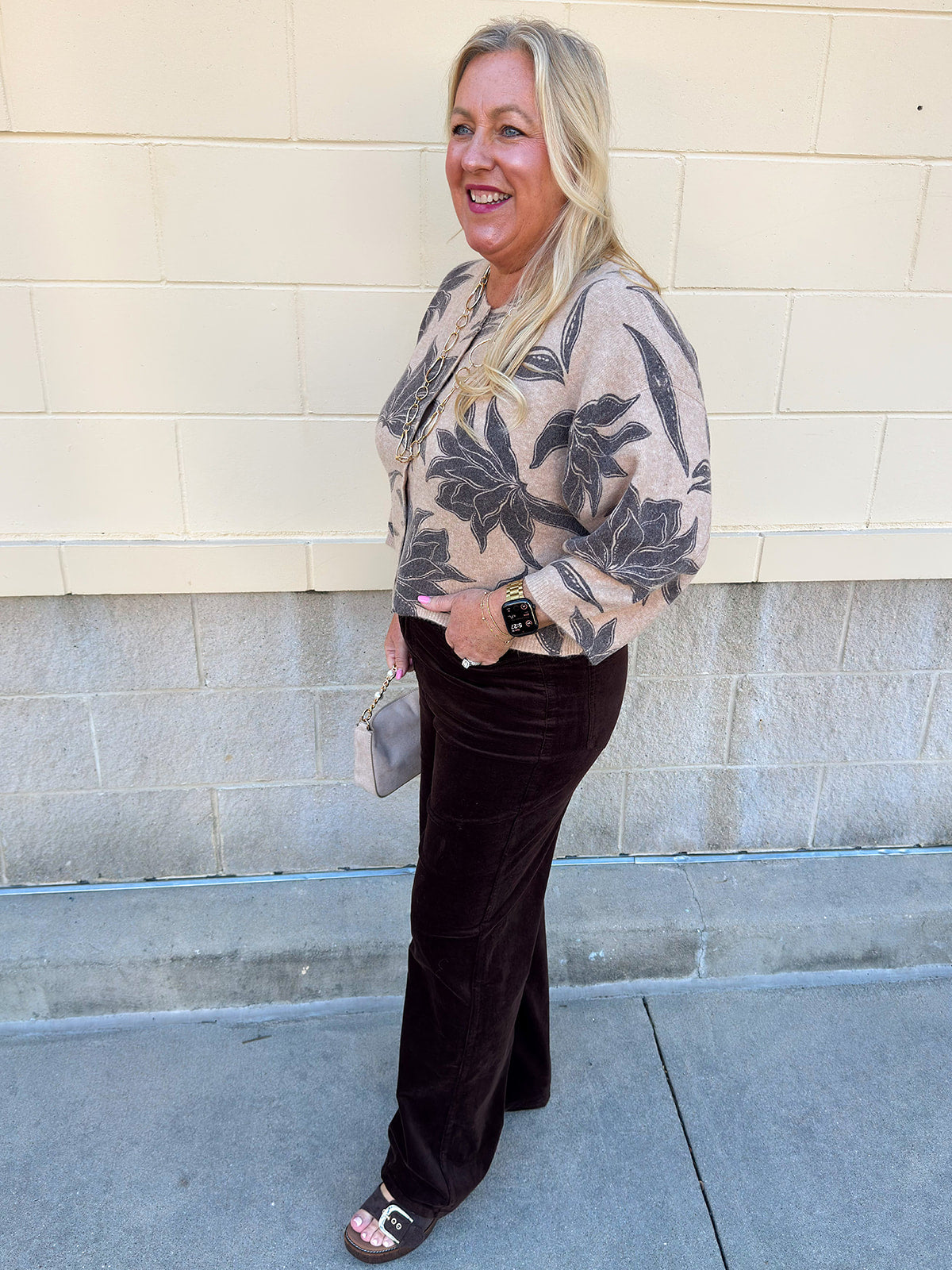 Z Supply Valor floral cardigan in soft ecru with oversized floral print