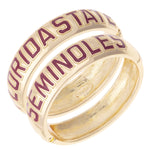 Florida State Seminoles polished gold hinge bangle featuring embroidered Florida State Seminoles lettering around the bracelet.