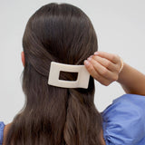 [TELETIES] Flat Rectangle Hair Clip – Small Almond Beige