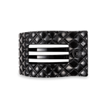 TELETIES medium flat rectangle hair clip in jet black quilted design.