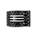 TELETIES medium flat rectangle hair clip in jet black quilted design.