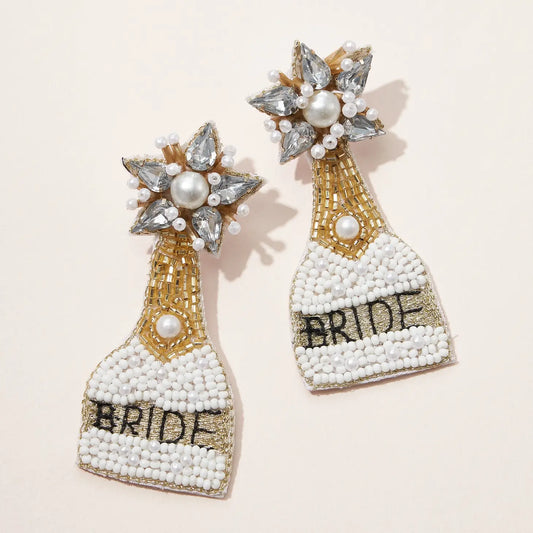 Bride Champagne Seed Bead Earrings