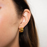 18K gold mini twin hoop earrings