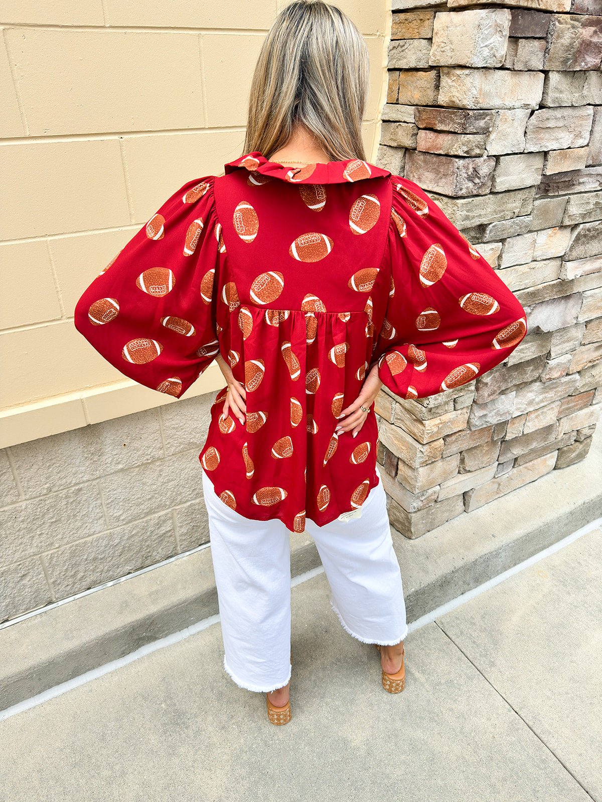 Adrienne Morgan Garnet Football Top - The Pink Pineapple 850
