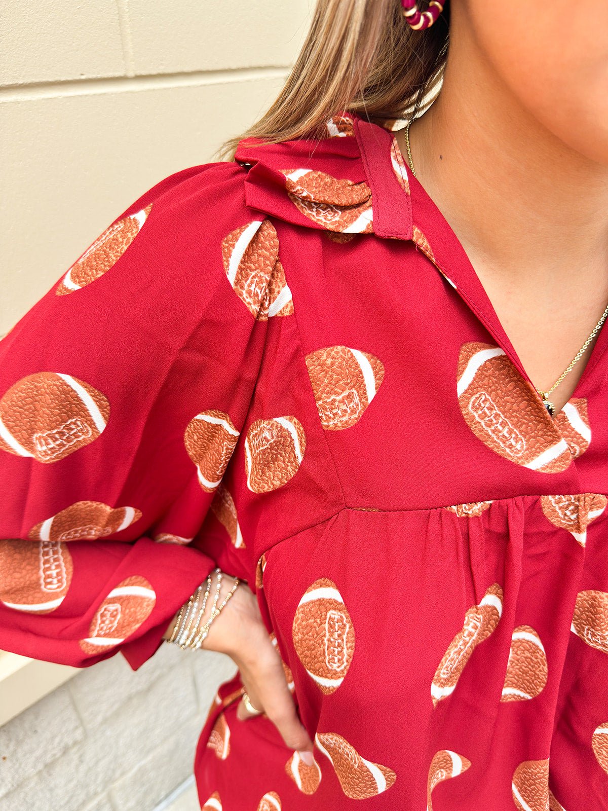 Adrienne Morgan Garnet Football Top - The Pink Pineapple 850