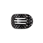 TELETIES small flat round hair clip in jet black quilted design.