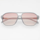 Gray aviator sunglasses with a lightweight unisex frame and modern minimalist design.