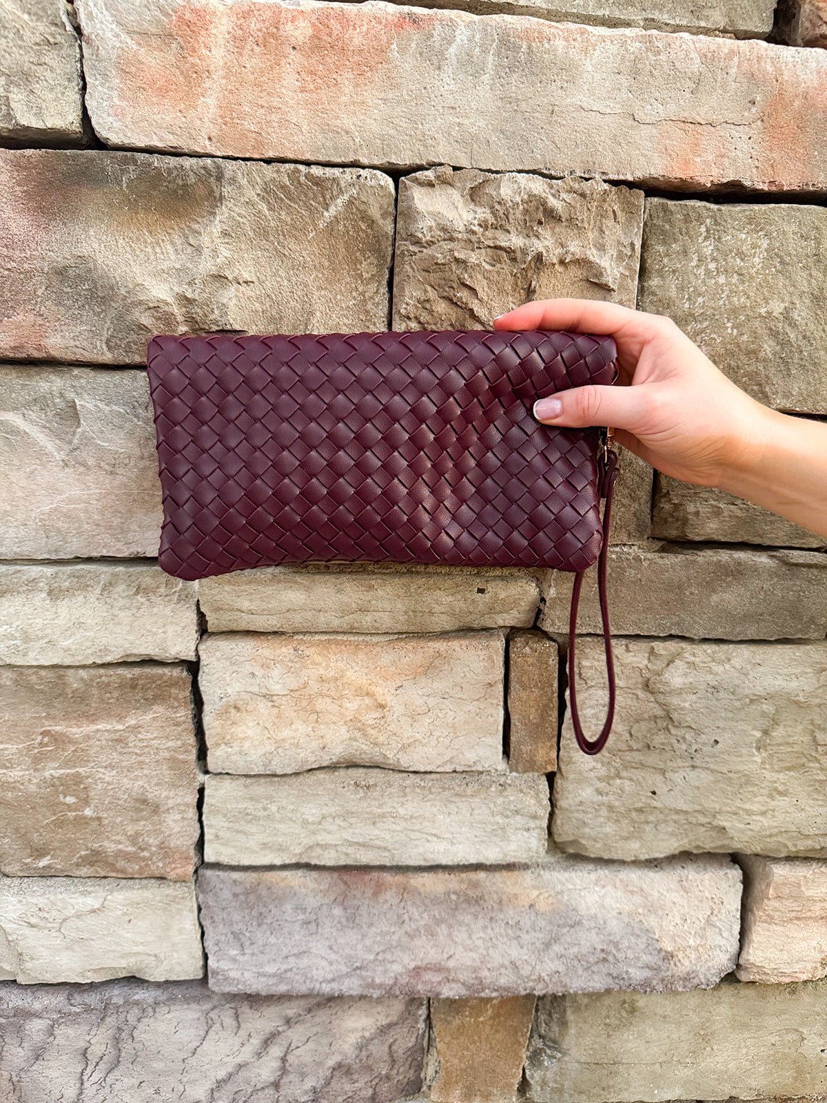 After Hours Merlot Clutch with Wrist Strap - The Pink Pineapple 850