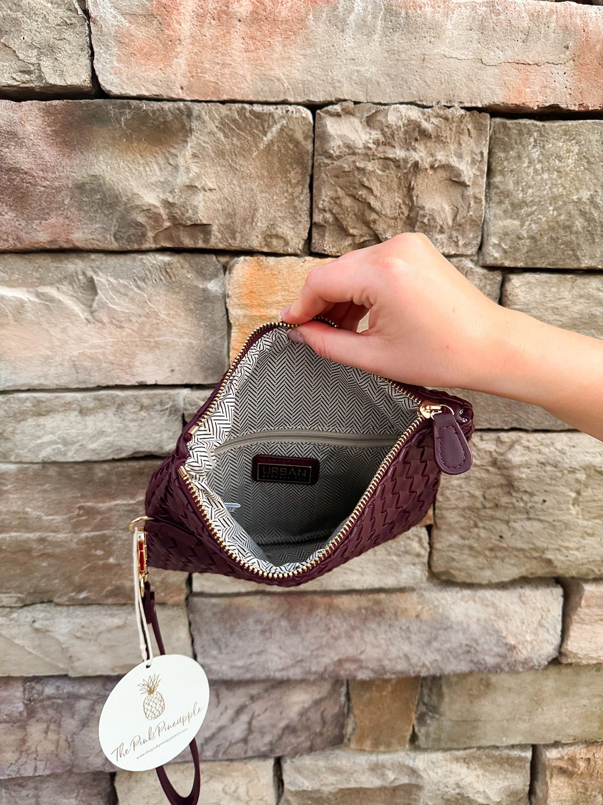 After Hours Merlot Clutch with Wrist Strap - The Pink Pineapple 850