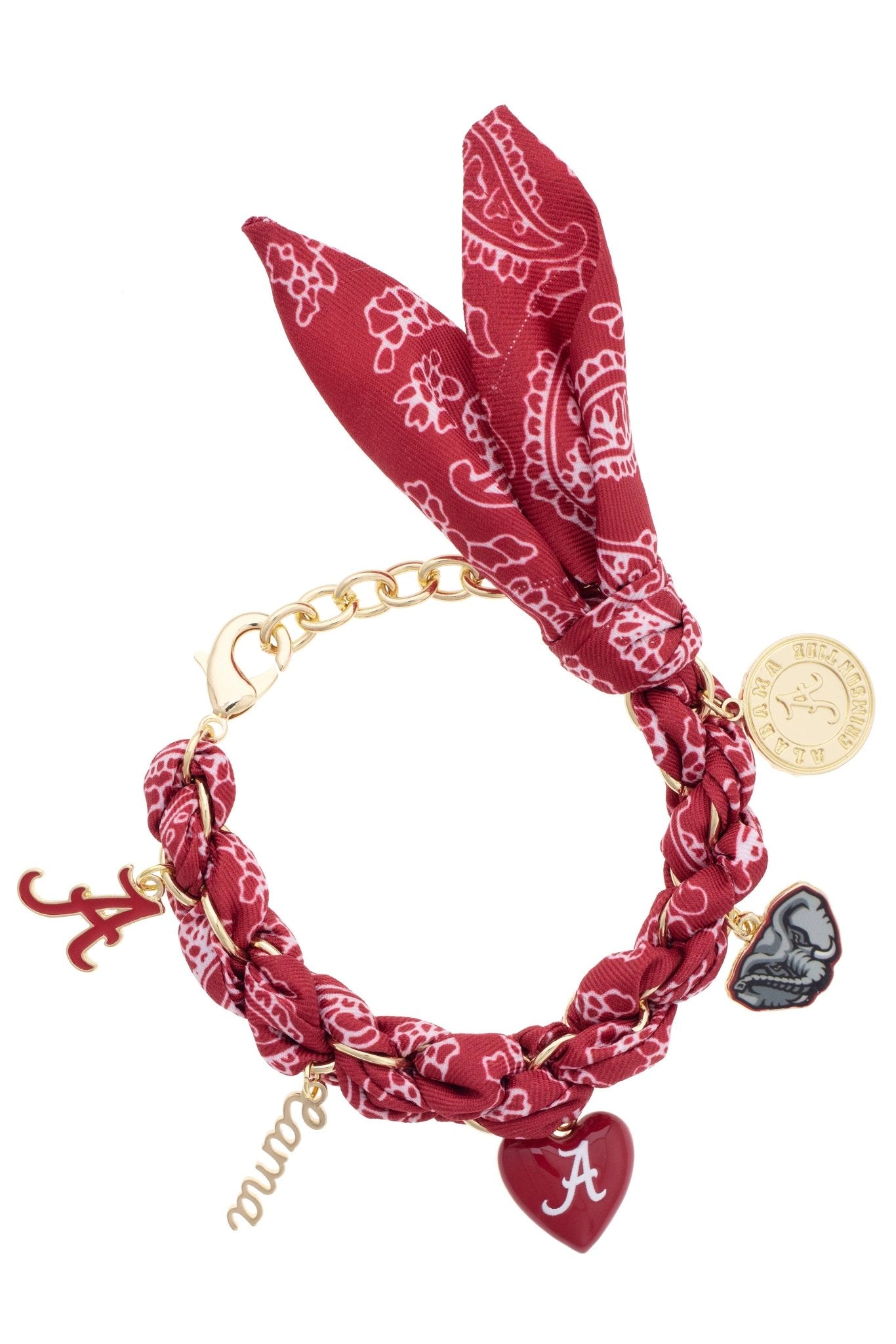 Alabama Crimson Tide Bandana Charm Bracelet - The Pink Pineapple 850