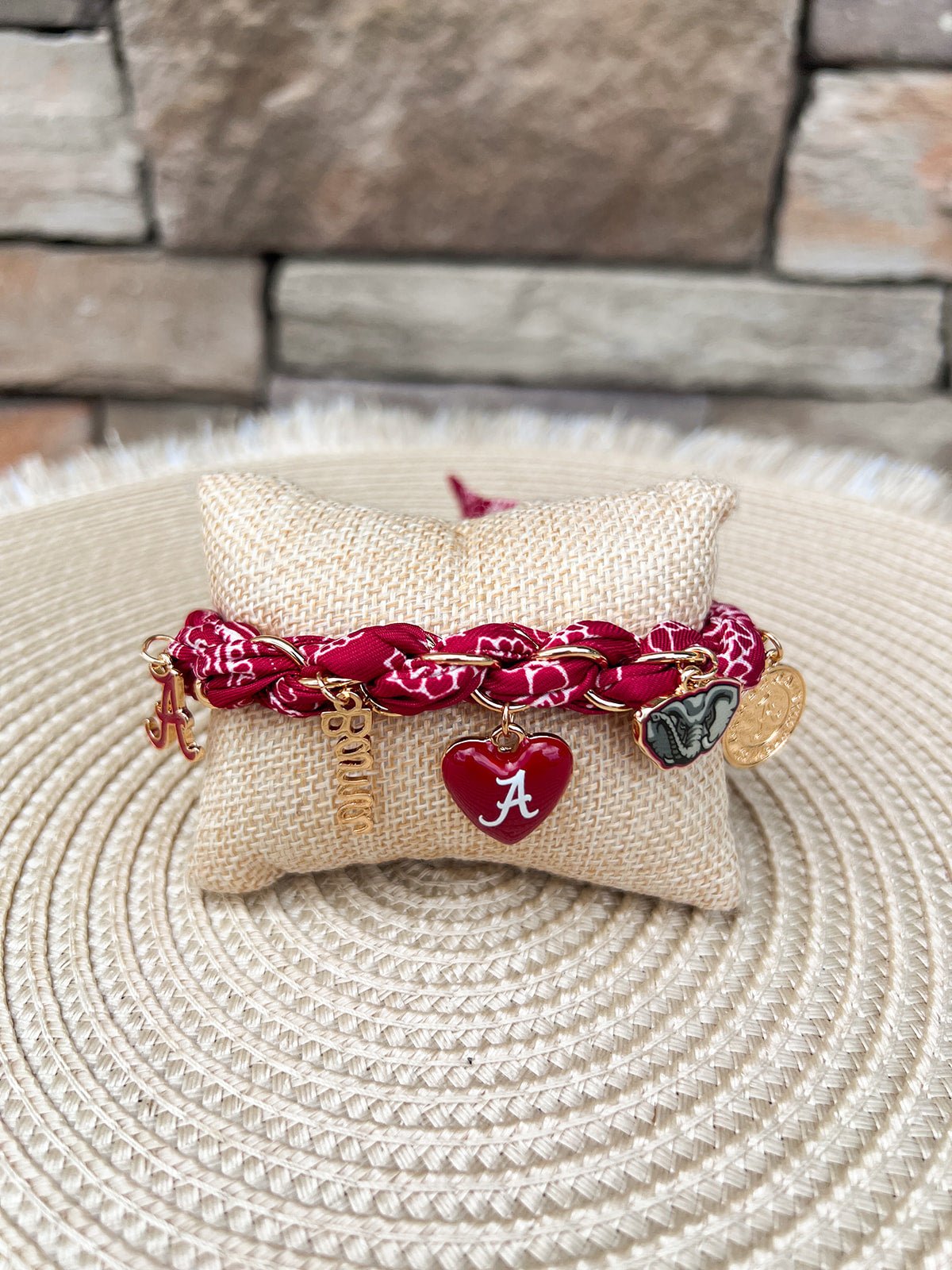 Alabama Crimson Tide Bandana Charm Bracelet - The Pink Pineapple 850