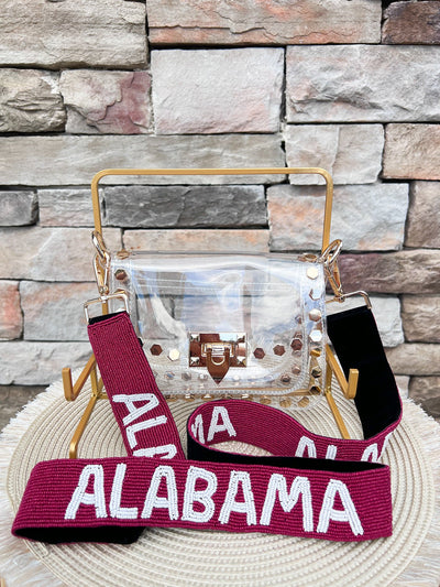 Alabama Crimson Tide Beaded Bag Strap - The Pink Pineapple 850