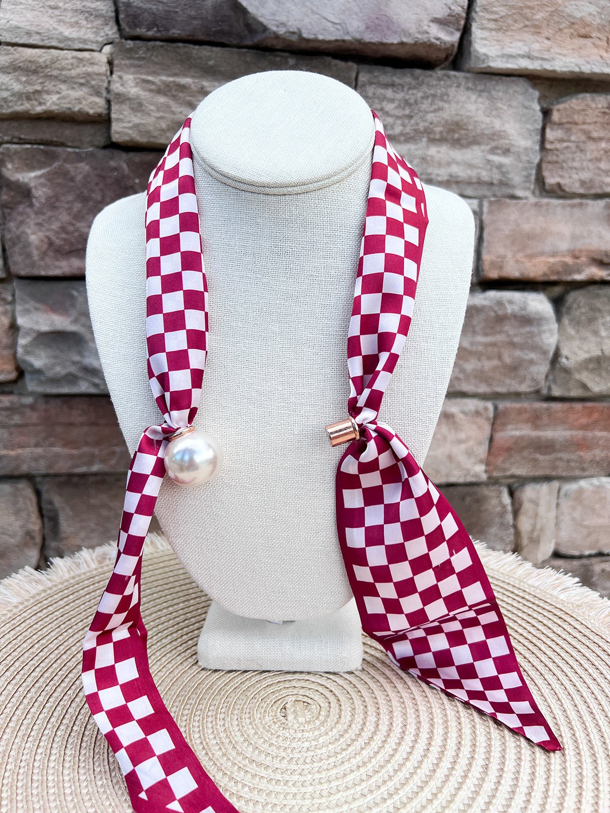 Alabama Crimson Tide Magnetic Pearl Scarf Necklace - The Pink Pineapple 850