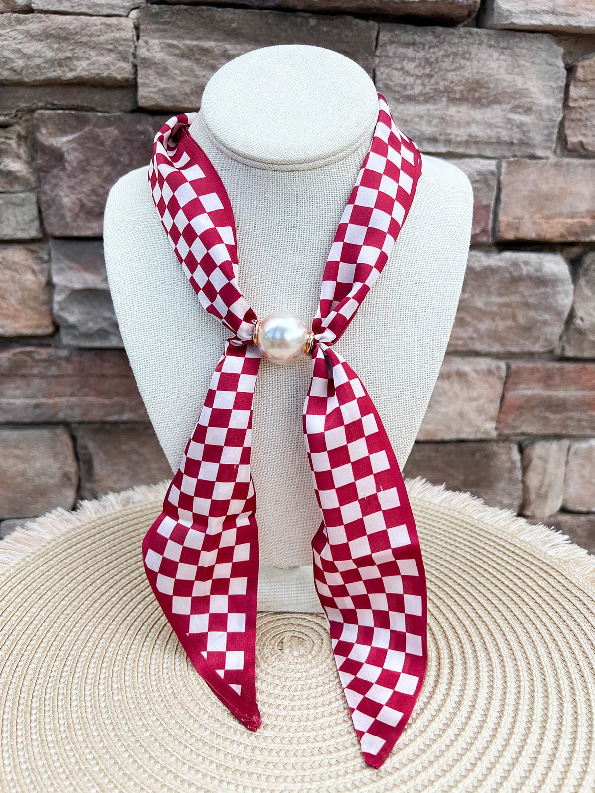 Alabama Crimson Tide Magnetic Pearl Scarf Necklace - The Pink Pineapple 850