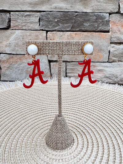 Alabama Script A Earrings - The Pink Pineapple 850