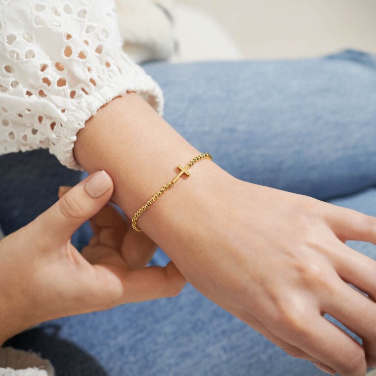 A Little 'Faith' Bracelet in Gold-Tone Plating | Front View