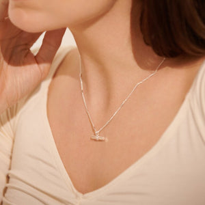 Aura Bar Necklace in Silver Plating | Styled View