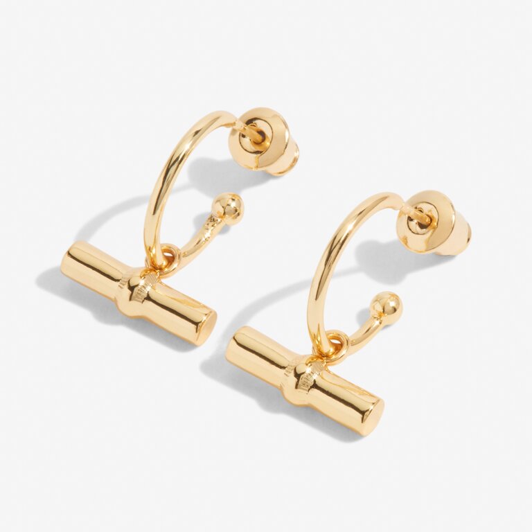 Aura Bar Hoop Earrings in Gold-Tone Plating | Front View