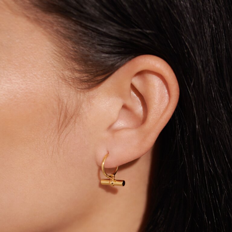 Aura Bar Hoop Earrings in Gold-Tone Plating | Styled View