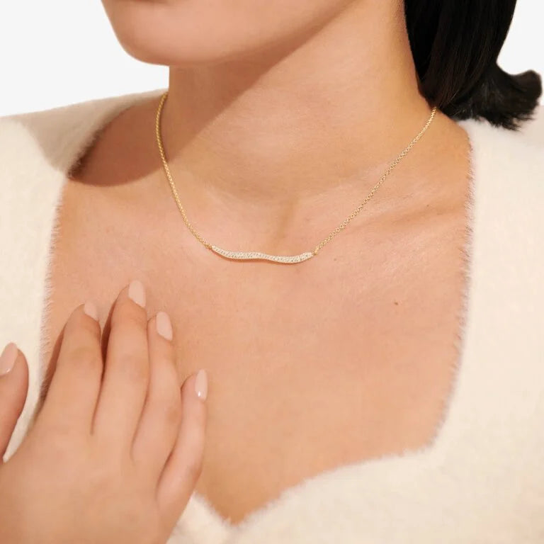 Afterglow Wave Necklace in Gold-Tone Plating | Styled View