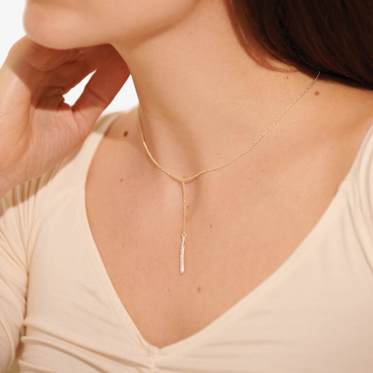 Afterglow Wave Lariat in Gold-Tone Plating | Styled View