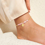 A Littles & Co Pink Crystal Anklet In Gold-Tone Plating